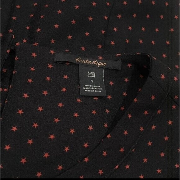 Scotch & Soda Black and Red Novelty Star Print Fit and Flare Dress Size S - Picture 2 of 6